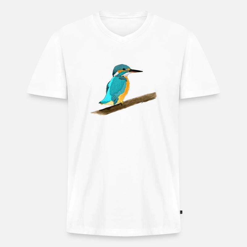 Europäischer Eisvogel - Männer Premium Bio T-Shirt mit V-Ausschnitt - Weiß