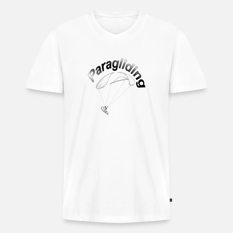 Paragliding - Männer Premium Bio T-Shirt mit V-Ausschnitt - Weiß