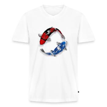 Koi carp - Men's Premium Organic T-shirt with V-neck - white - Front - Nico (187cm)