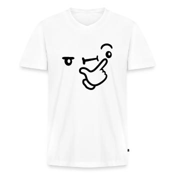 Thinking Face Thoughtful - Men's Premium Organic T-shirt with V-neck - white - Front - Nico (187cm)