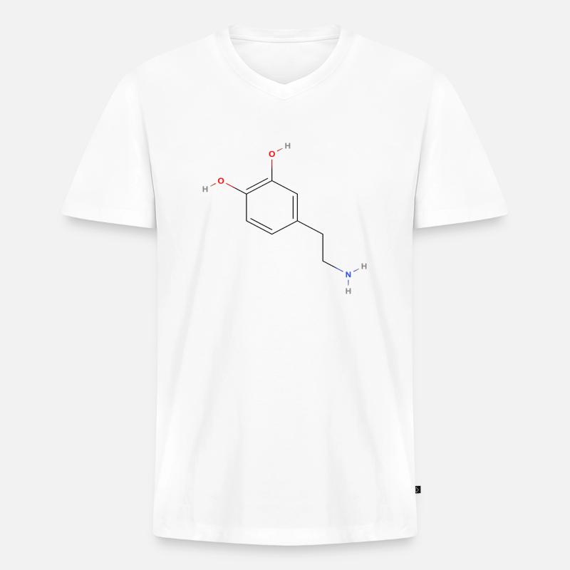Dopaminmolekül - Farbige Strukturformel - Männer Premium Bio T-Shirt mit V-Ausschnitt - Weiß
