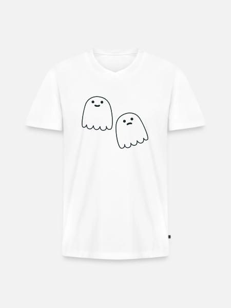 Happy and sad ghosties - Men's Premium Organic T-shirt with V-neck - white
