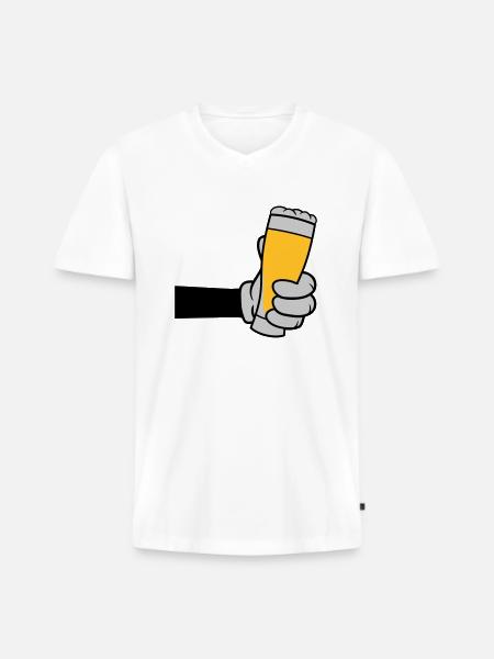 Toast beer glass Comic Hand - Men's Premium Organic T-shirt with V-neck - white