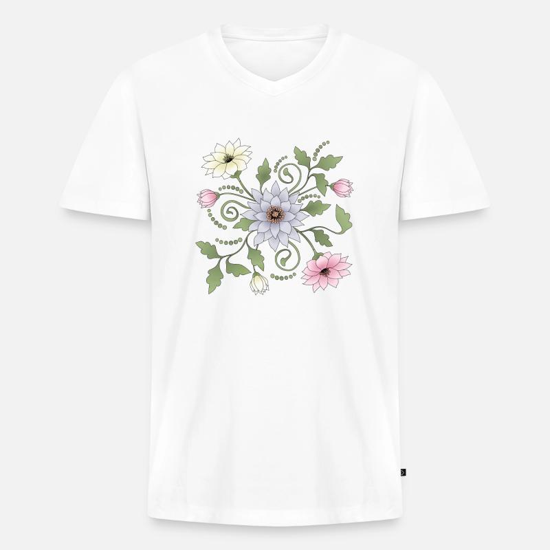 Blumen - Männer Premium Bio T-Shirt mit V-Ausschnitt - Weiß