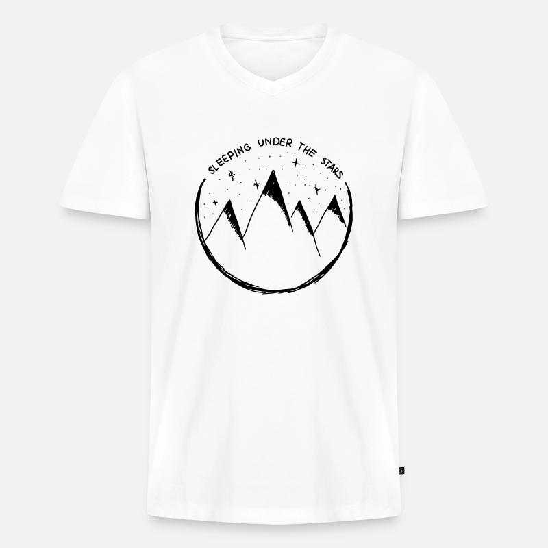 SLEEPING UNDER THE STARS - Männer Premium Bio T-Shirt mit V-Ausschnitt - Weiß