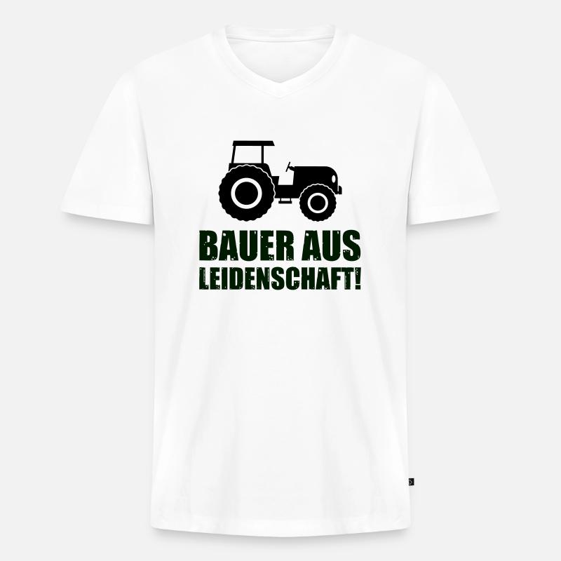bauer aus leidenschaft - Männer Premium Bio T-Shirt mit V-Ausschnitt - Weiß