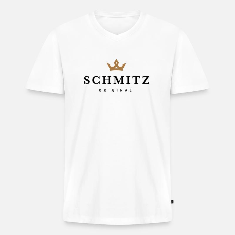 Schmitz - Männer Premium Bio T-Shirt mit V-Ausschnitt - Weiß