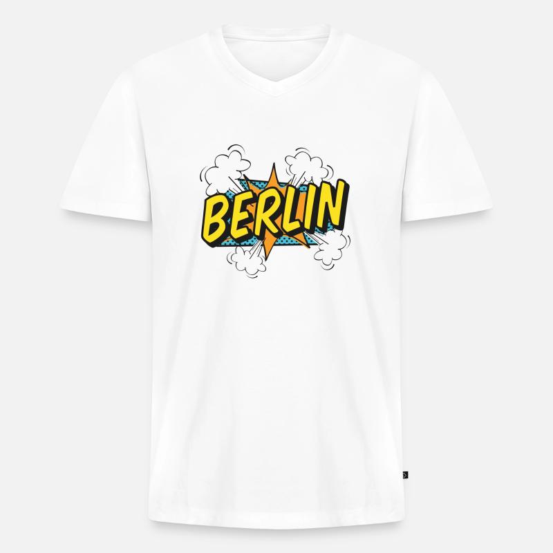 Berlin Explosion - Männer Premium Bio T-Shirt mit V-Ausschnitt - Weiß