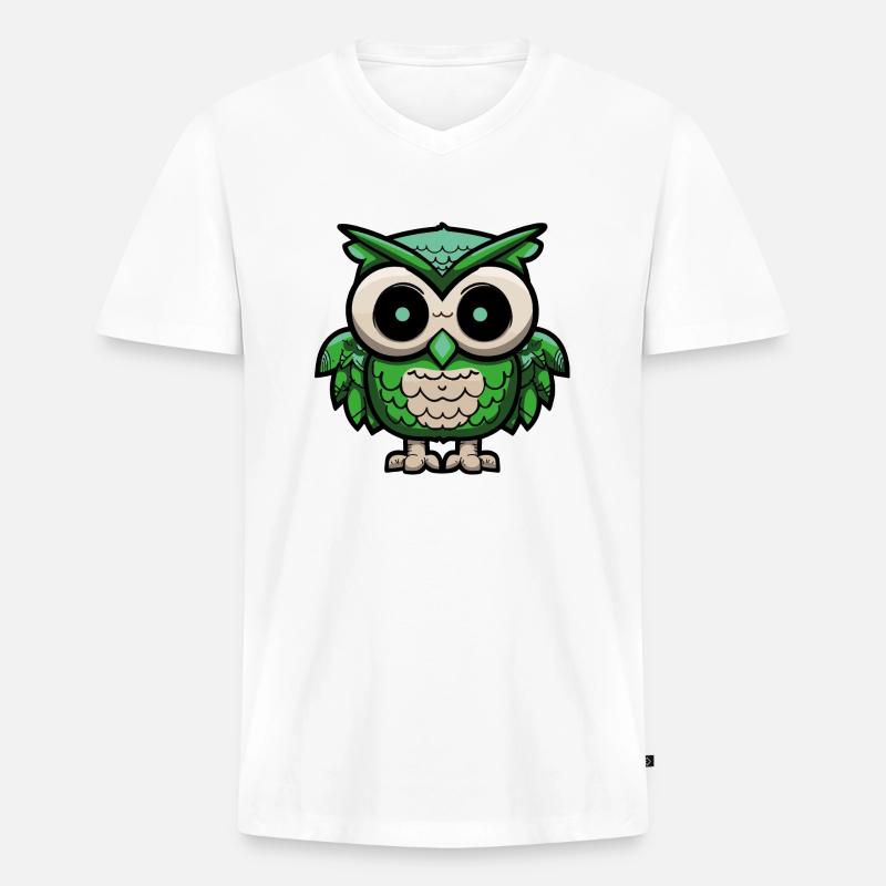 eule owl nachteule - Männer Premium Bio T-Shirt mit V-Ausschnitt - Weiß