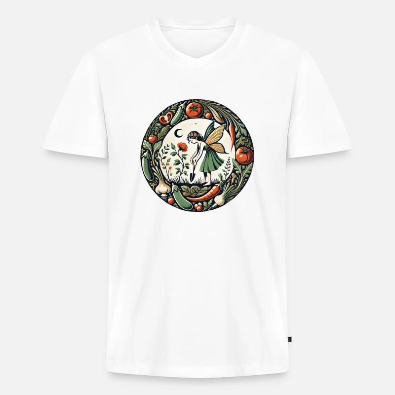 Gemüsefarm Fee - Männer Premium Bio T-Shirt mit V-Ausschnitt - Weiß