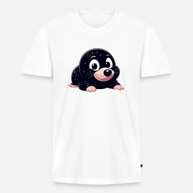 Maulwurf süß - Männer Premium Bio T-Shirt mit V-Ausschnitt - Weiß