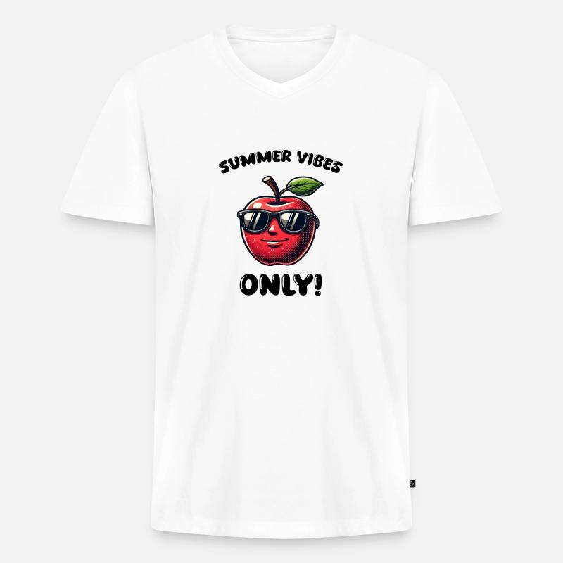 apfel cool - Männer Premium Bio T-Shirt mit V-Ausschnitt - Weiß