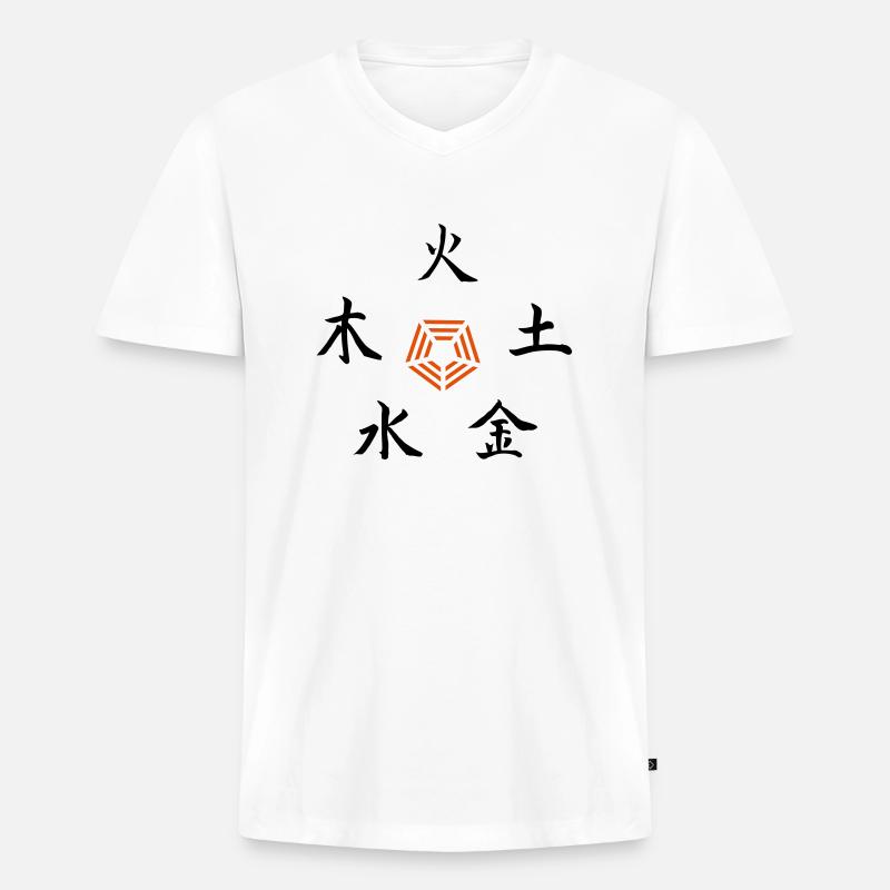 Five Elements - Männer Premium Bio T-Shirt mit V-Ausschnitt - Weiß