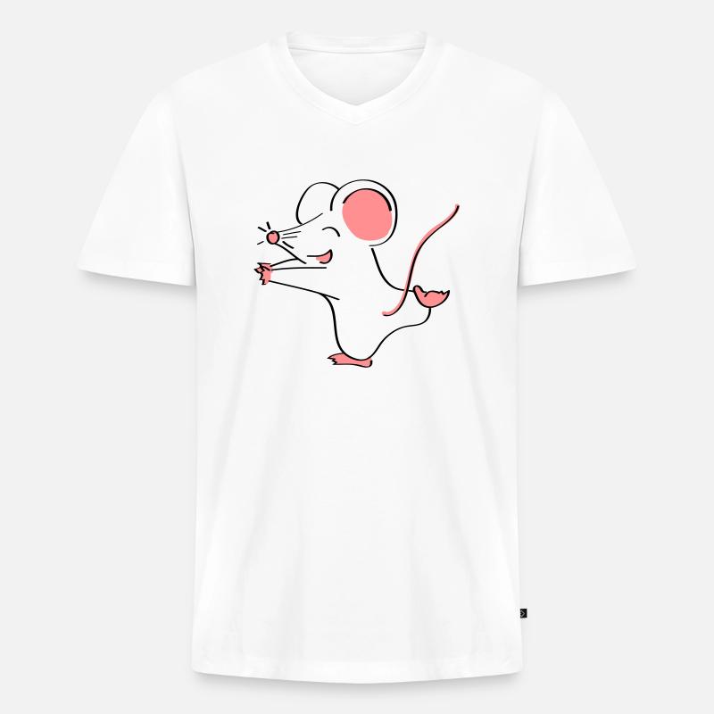 Mäusepaar Teil 1 - Männer Premium Bio T-Shirt mit V-Ausschnitt - Weiß