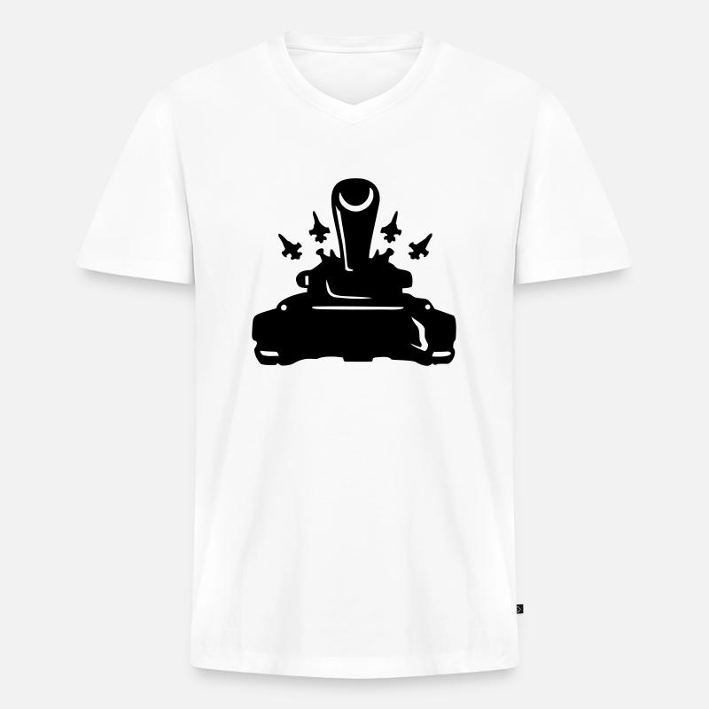 panzer_mit_flugzeugstaffel - Männer Premium Bio T-Shirt mit V-Ausschnitt - Weiß