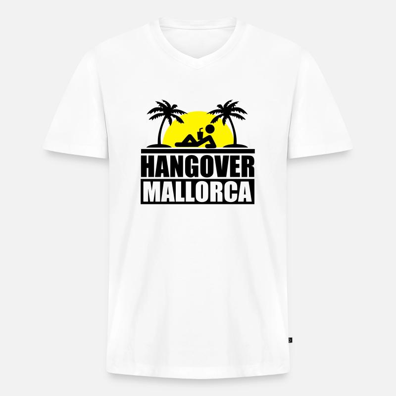 hangover_mallorca_2f - Männer Premium Bio T-Shirt mit V-Ausschnitt - Weiß