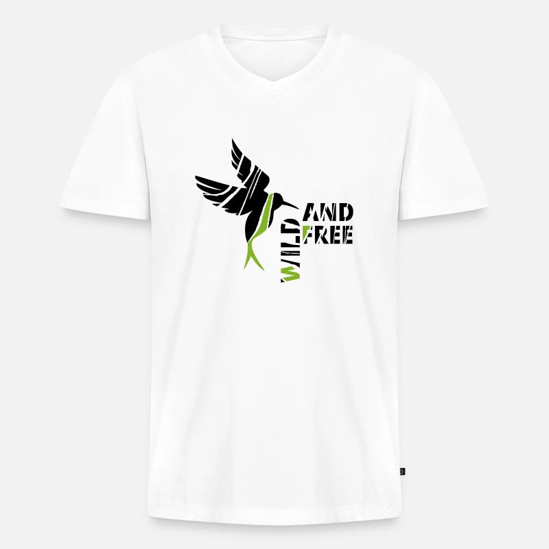 GOWILD Zebravogel - Kolibristyle - Männer Premium Bio T-Shirt mit V-Ausschnitt - Weiß
