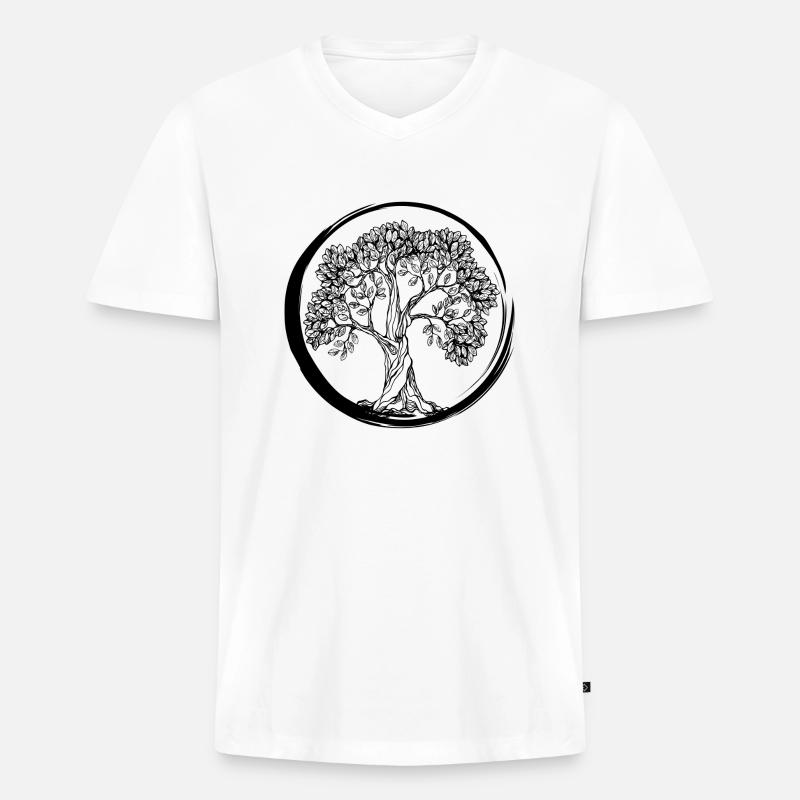 Zen - Männer Premium Bio T-Shirt mit V-Ausschnitt - Weiß