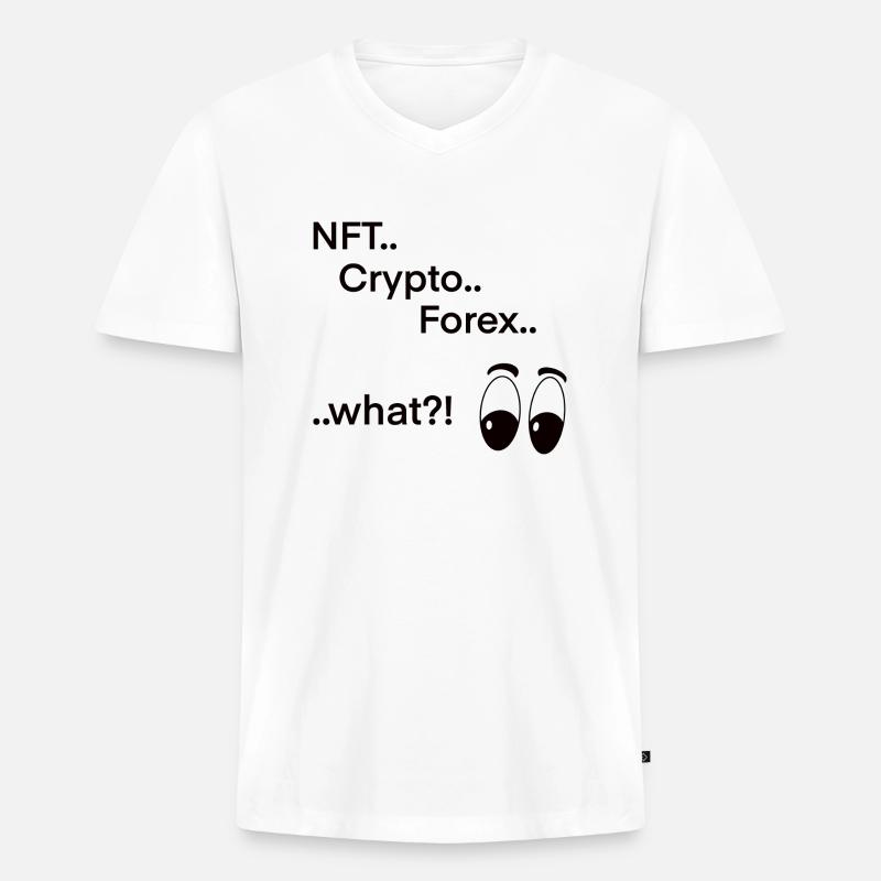 NFT Crypto Forex - Männer Premium Bio T-Shirt mit V-Ausschnitt - Weiß