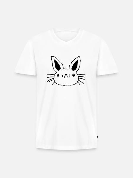 Face little kawaii rabbit - Men's Premium Organic T-shirt with V-neck - white