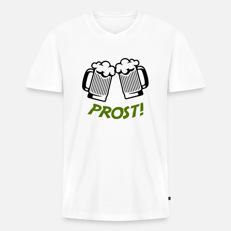 bier prost - Männer Premium Bio T-Shirt mit V-Ausschnitt - Weiß