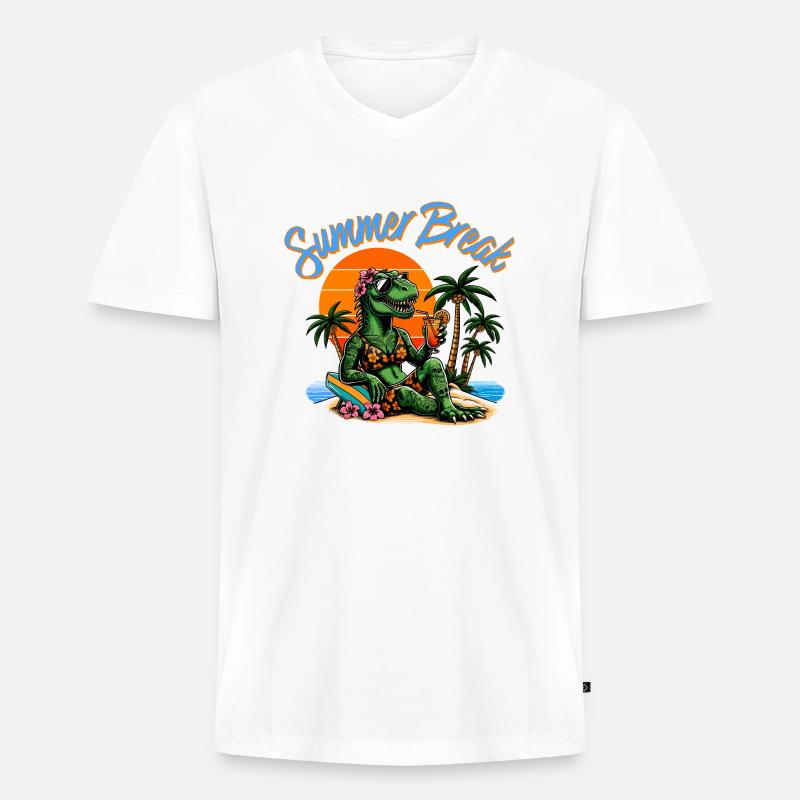 Summer Break 4 - Männer Premium Bio T-Shirt mit V-Ausschnitt - Weiß
