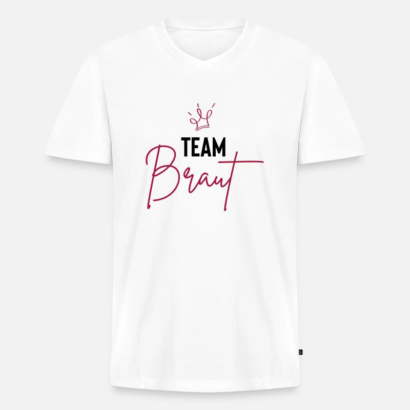 team braut - Männer Premium Bio T-Shirt mit V-Ausschnitt - Weiß