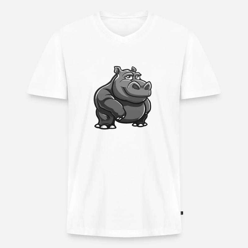 nilpferd - Männer Premium Bio T-Shirt mit V-Ausschnitt - Weiß