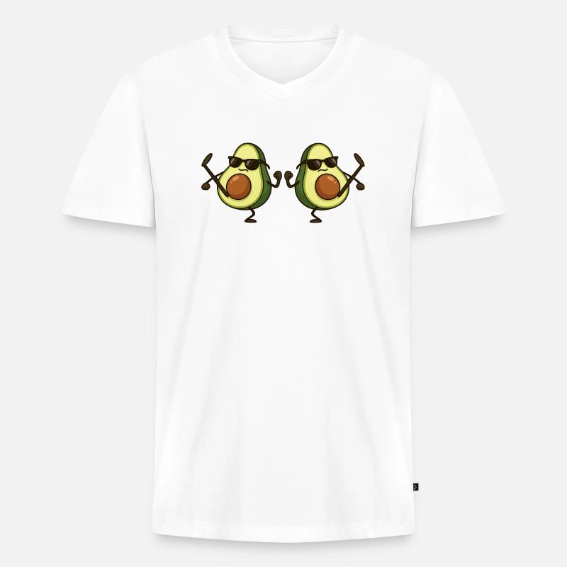 Avocado Karate 2 - Men's Premium Organic T-shirt with V-neck - white
