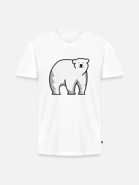 Eisbär - Männer Premium Bio T-Shirt mit V-Ausschnitt - Weiß