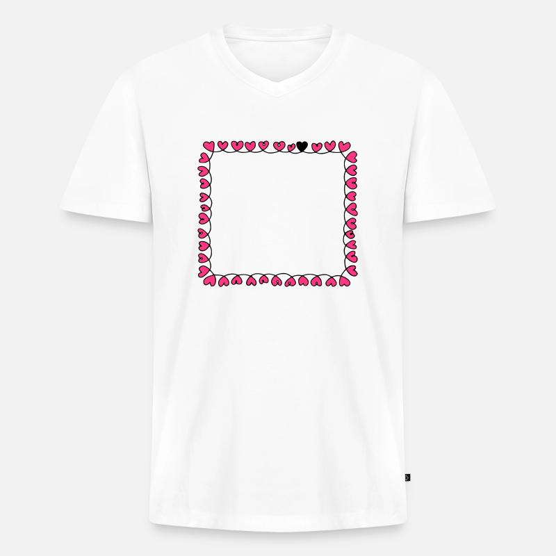 Rahmen Herzen - Männer Premium Bio T-Shirt mit V-Ausschnitt - Weiß