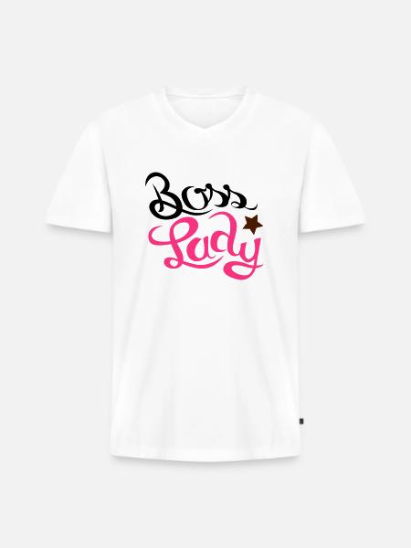 boss lady - Männer Premium Bio T-Shirt mit V-Ausschnitt - Weiß
