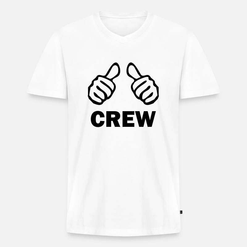 crew - Männer Premium Bio T-Shirt mit V-Ausschnitt - Weiß