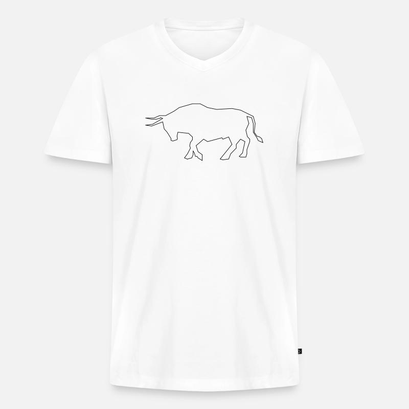 Stier / Bulle - Männer Premium Bio T-Shirt mit V-Ausschnitt - Weiß