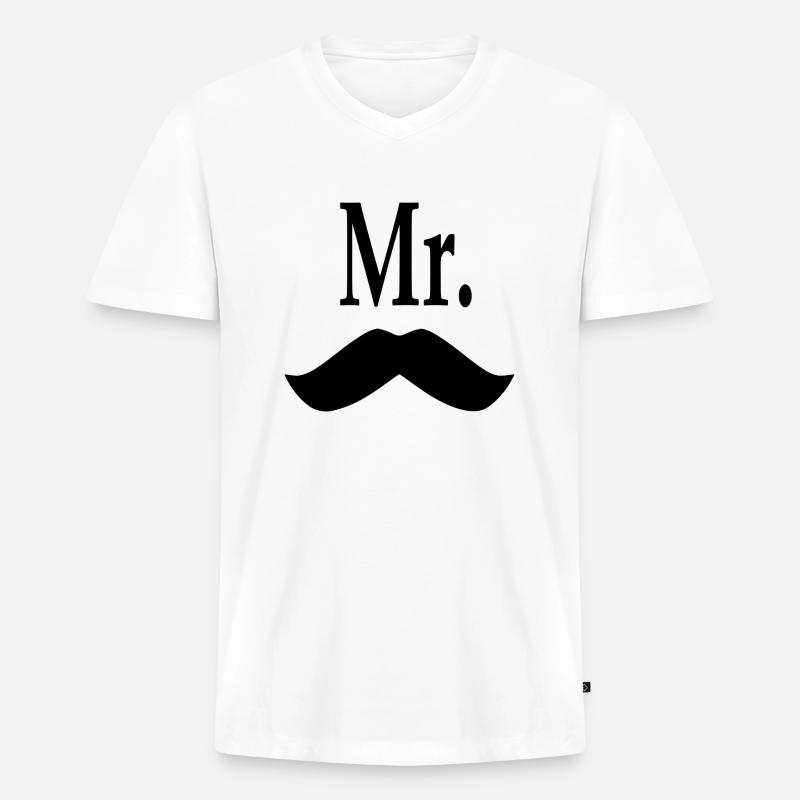 Herr Schnurrbart. - Männer Premium Bio T-Shirt mit V-Ausschnitt - Weiß