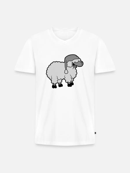 Funny laughing sheep - Men's Premium Organic T-shirt with V-neck - white