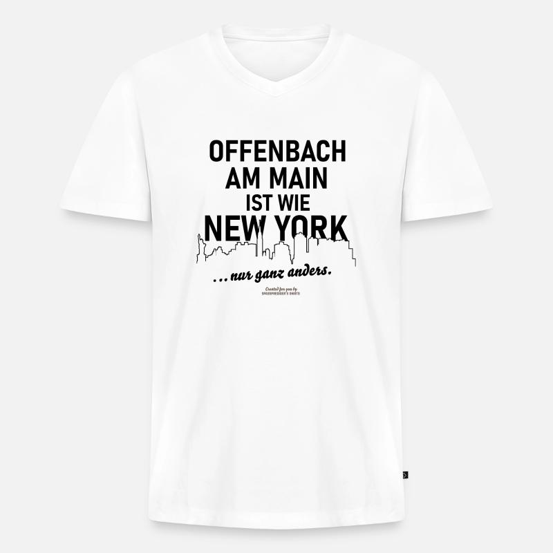 Offenbach am Main Städte-Spruch - Männer Premium Bio T-Shirt mit V-Ausschnitt - Weiß