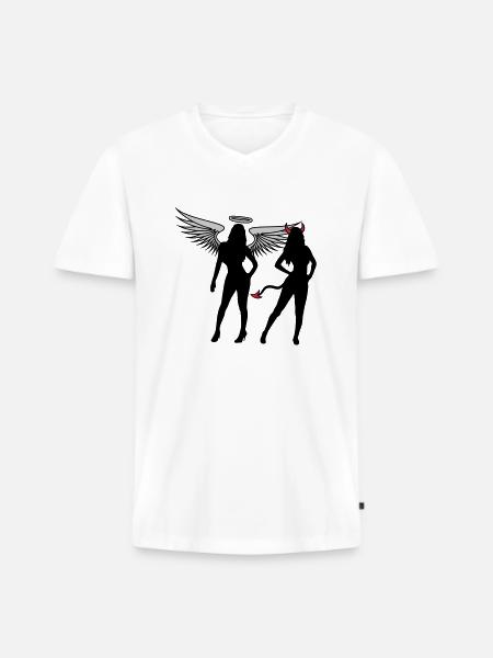 Angel Devil Girls - Men's Premium Organic T-shirt with V-neck - white