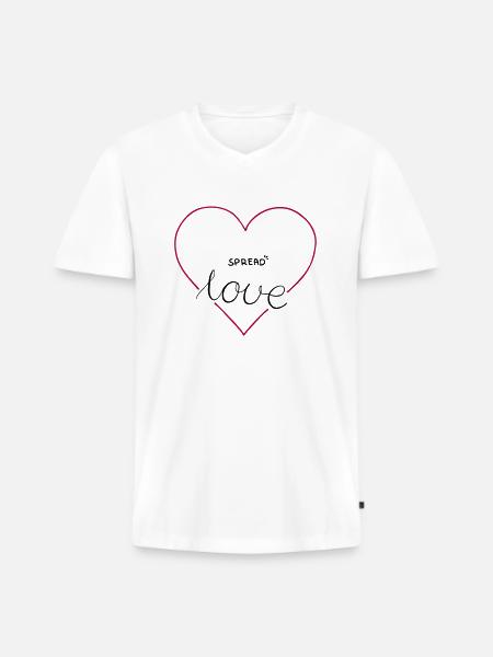 Spread Love - Männer Premium Bio T-Shirt mit V-Ausschnitt - Weiß