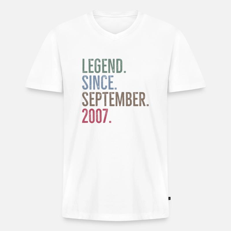 Legende seit September 2007 - Männer Premium Bio T-Shirt mit V-Ausschnitt - Weiß