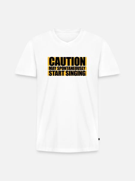 may spontaneously start singing - Men's Premium Organic T-shirt with V-neck - white