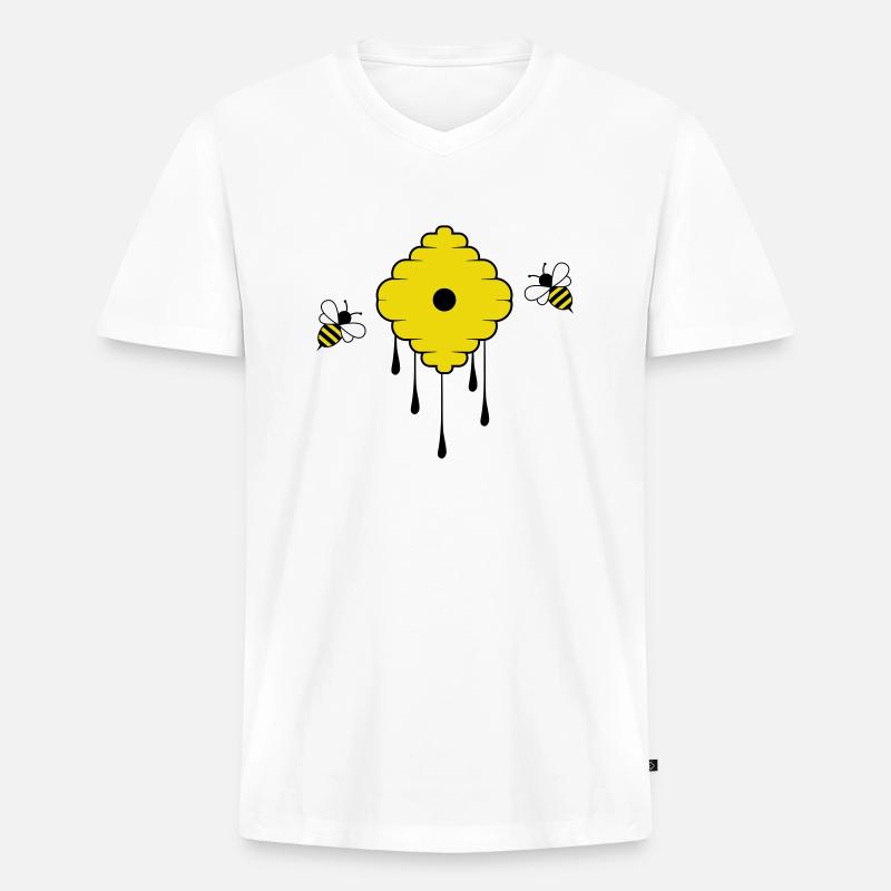 honey bees - Männer Premium Bio T-Shirt mit V-Ausschnitt - Weiß