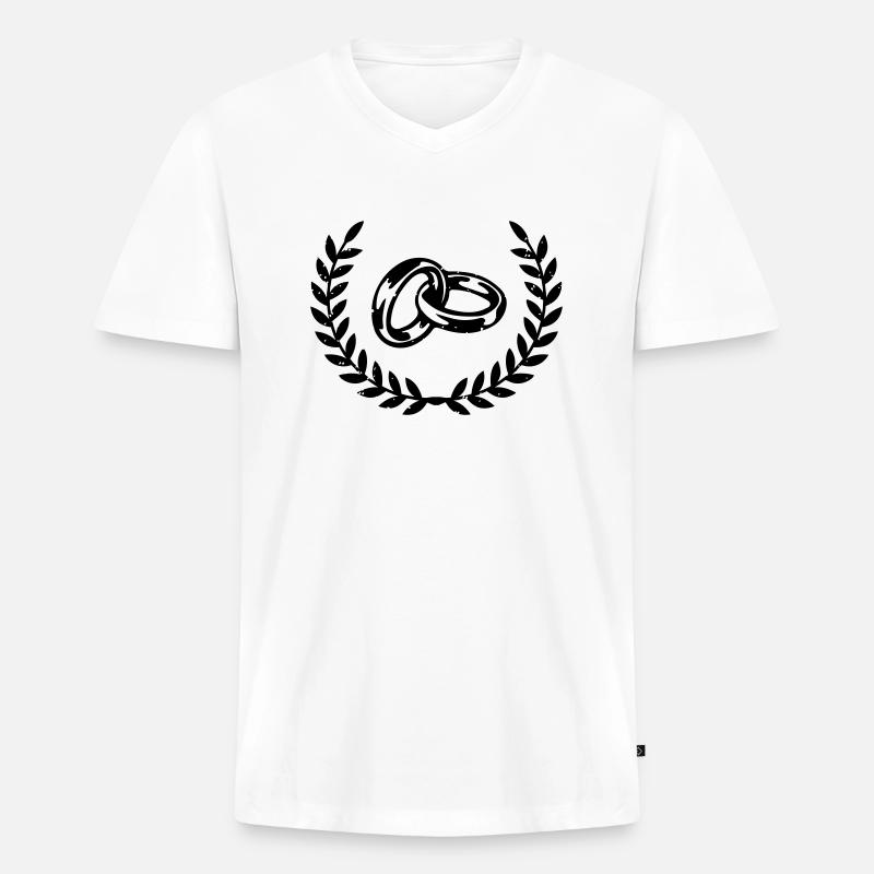 eheringe - Männer Premium Bio T-Shirt mit V-Ausschnitt - Weiß