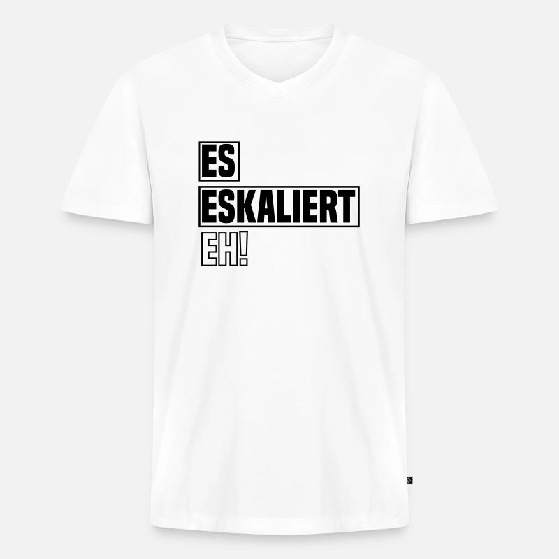 es eskaliert eh - Männer Premium Bio T-Shirt mit V-Ausschnitt - Weiß