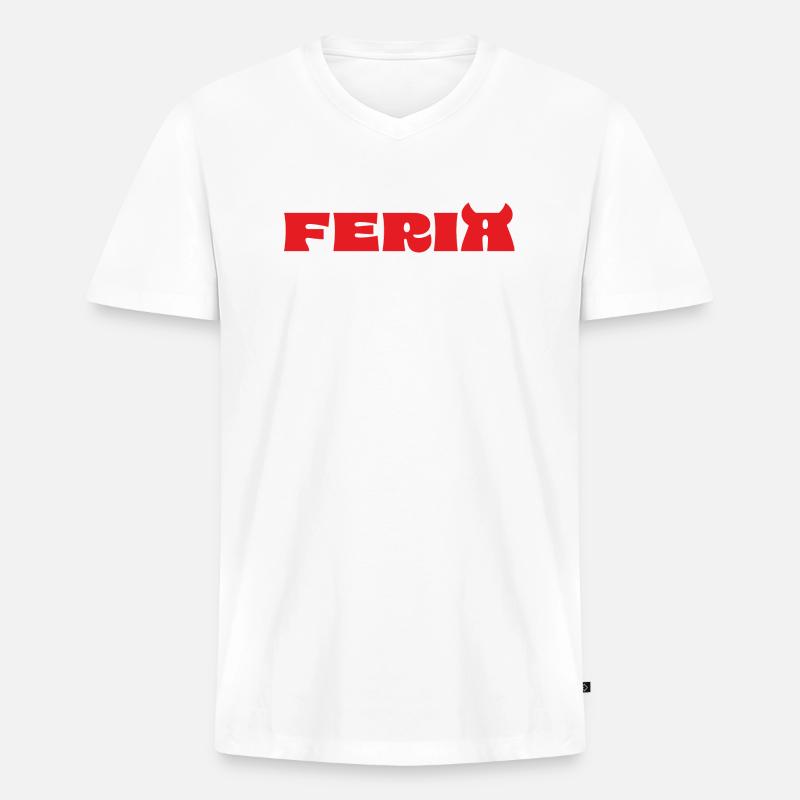 Feria - Männer Premium Bio T-Shirt mit V-Ausschnitt - Weiß