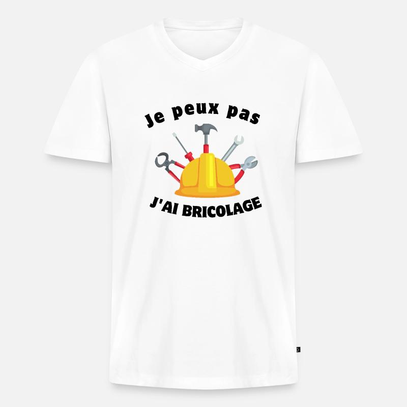 Ich kann nicht DIY - Männer Premium Bio T-Shirt mit V-Ausschnitt - Weiß