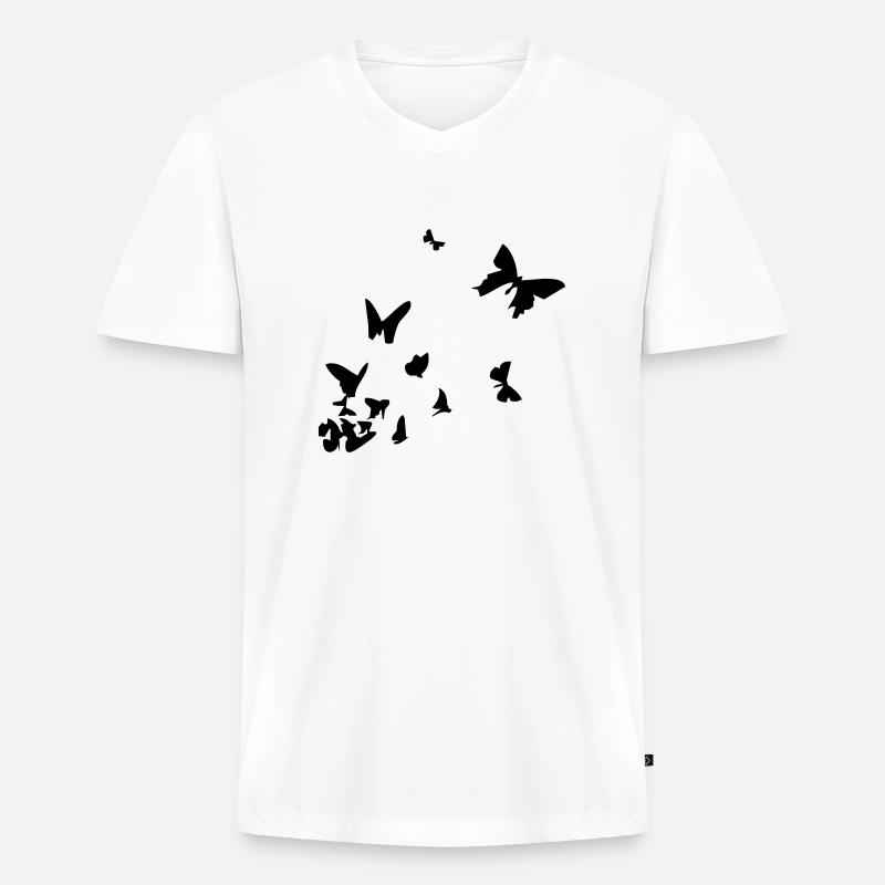 Schmetterlinge - Männer Premium Bio T-Shirt mit V-Ausschnitt - Weiß