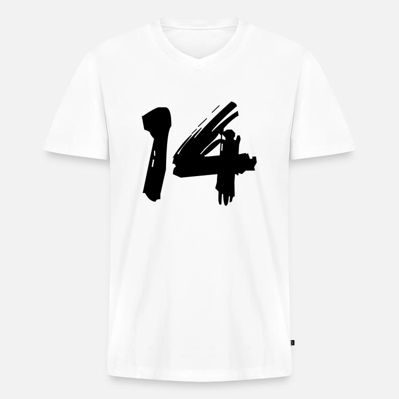 Brushed 14 - Männer Premium Bio T-Shirt mit V-Ausschnitt - Weiß