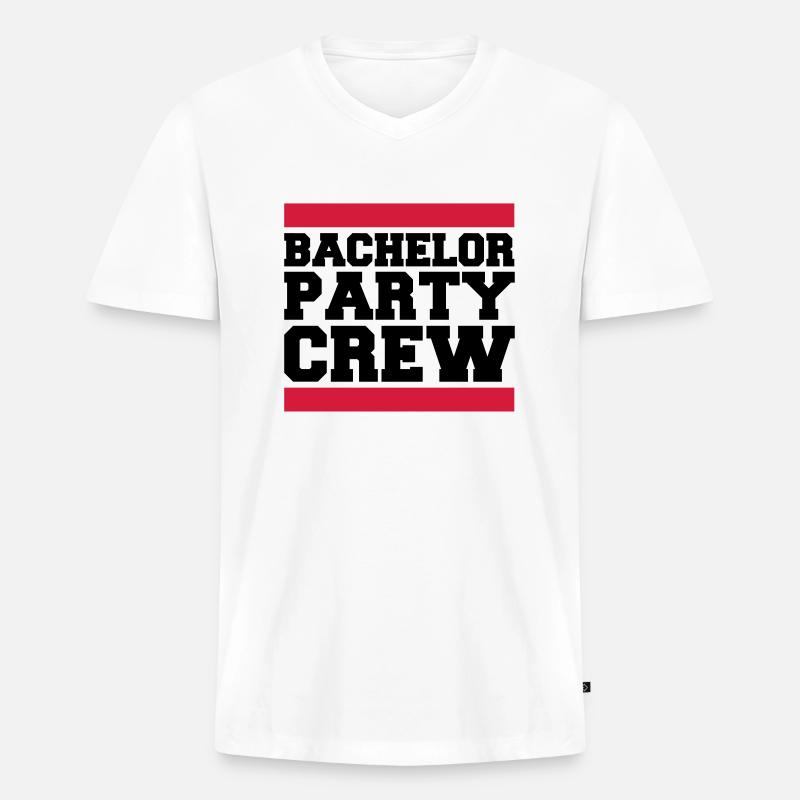 Bachelor Party Crew - Männer Premium Bio T-Shirt mit V-Ausschnitt - Weiß