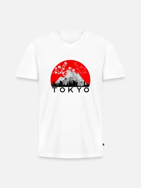 Tokyo - Men's Premium Organic T-shirt with V-neck - white